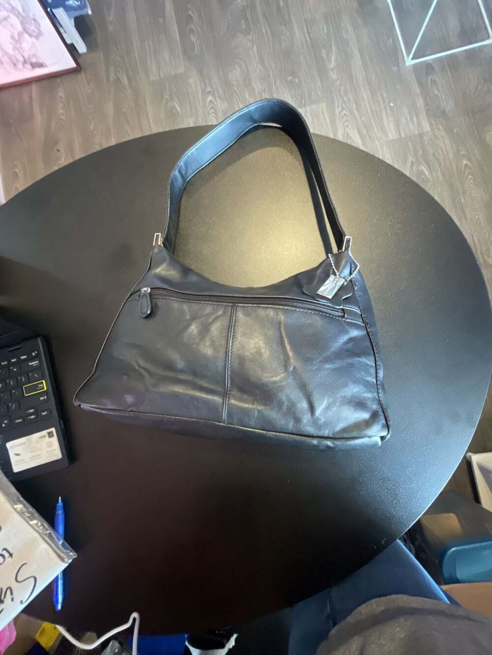 Kim Rogers Black Leather Shoulder Bag Hobo Purse